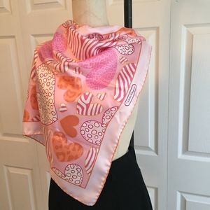 Salvatore Ferragamo 100% Silk Heart Print Scarf